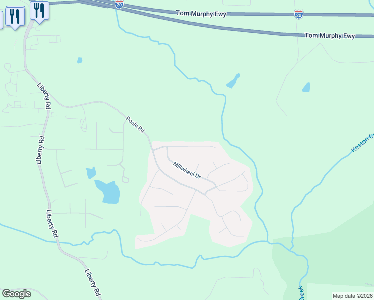 map of restaurants, bars, coffee shops, grocery stores, and more near 146 Whetstone Way in Villa Rica