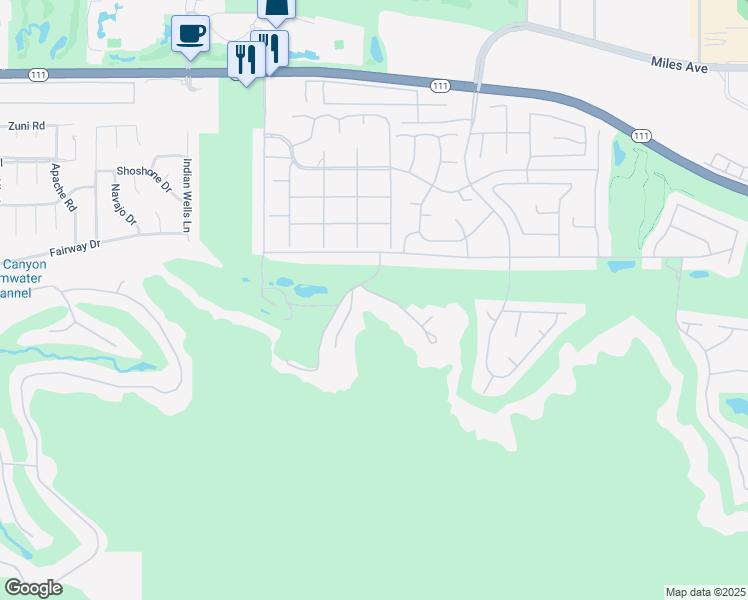 map of restaurants, bars, coffee shops, grocery stores, and more near 76991 Desi Drive in Indian Wells