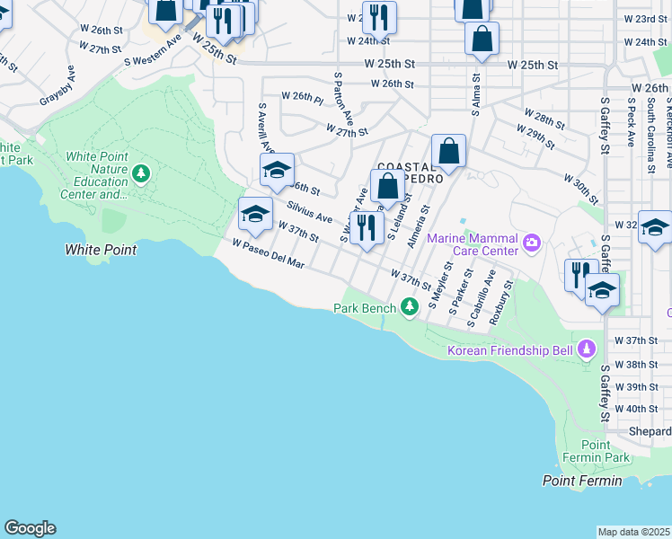 map of restaurants, bars, coffee shops, grocery stores, and more near 3703 Barbara Street in Los Angeles
