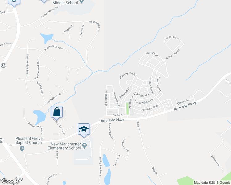 map of restaurants, bars, coffee shops, grocery stores, and more near 9932 Barnsbury Road in Douglasville