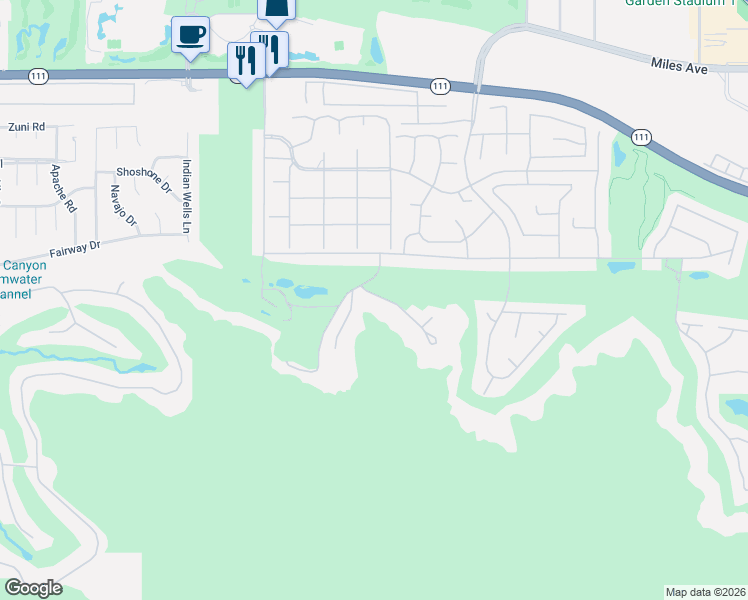 map of restaurants, bars, coffee shops, grocery stores, and more near 76991 Desi Drive in Indian Wells