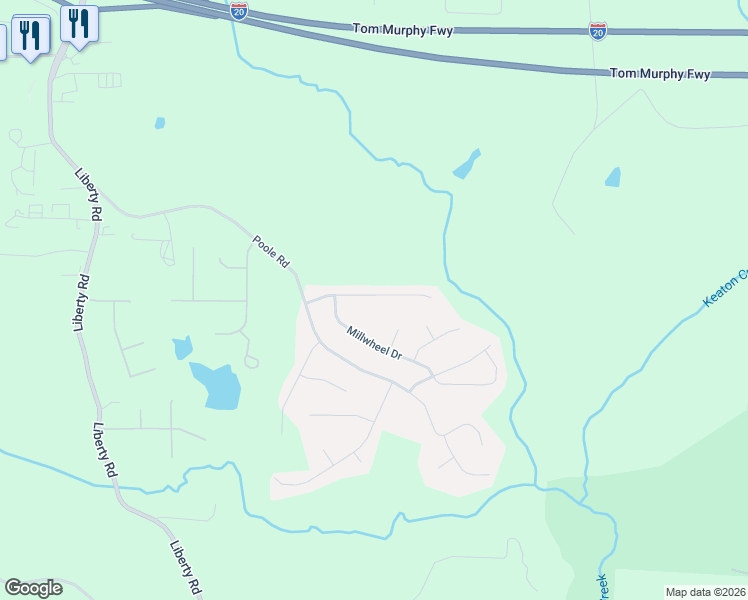 map of restaurants, bars, coffee shops, grocery stores, and more near 146 Whetstone Way in Villa Rica