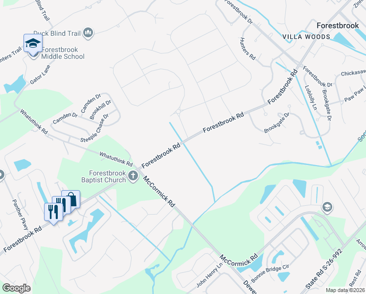 map of restaurants, bars, coffee shops, grocery stores, and more near 1845 Forestbrook Road in Myrtle Beach