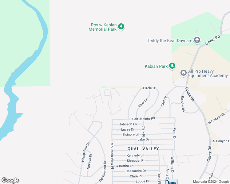 map of restaurants, bars, coffee shops, grocery stores, and more near Surfside Court in Menifee
