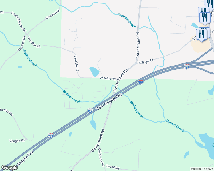 map of restaurants, bars, coffee shops, grocery stores, and more near 19 Venable Road in Temple