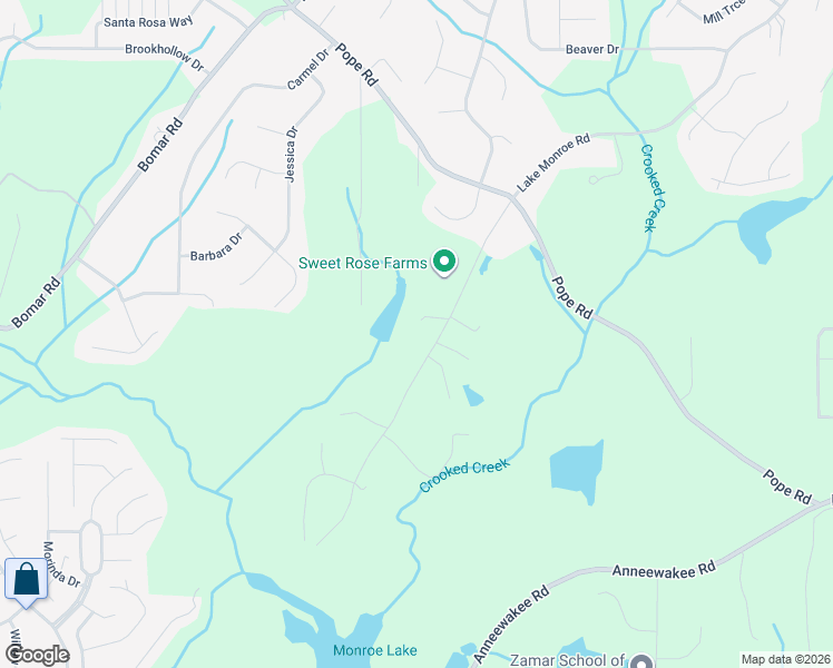 map of restaurants, bars, coffee shops, grocery stores, and more near 3357 Lake Monroe Road in Douglasville