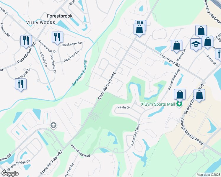 map of restaurants, bars, coffee shops, grocery stores, and more near 1063 Burcale Road in Myrtle Beach