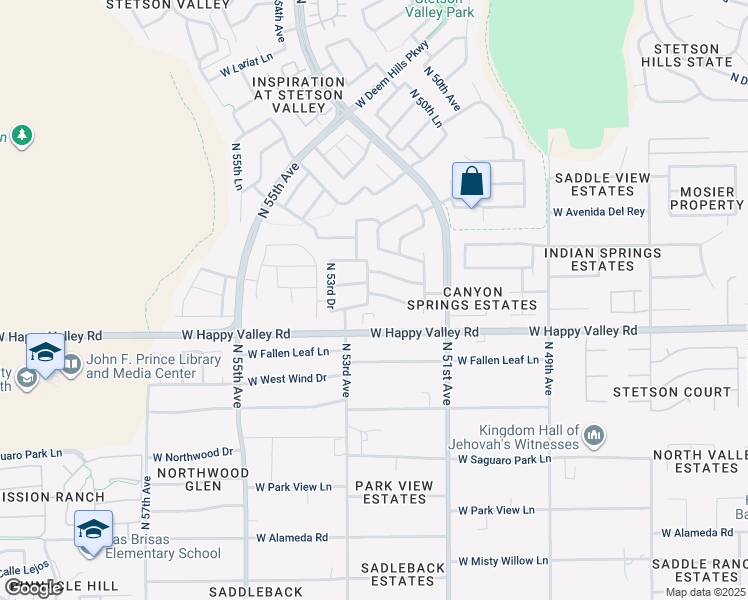 map of restaurants, bars, coffee shops, grocery stores, and more near 5209 West Sweet Iron Pass in Phoenix