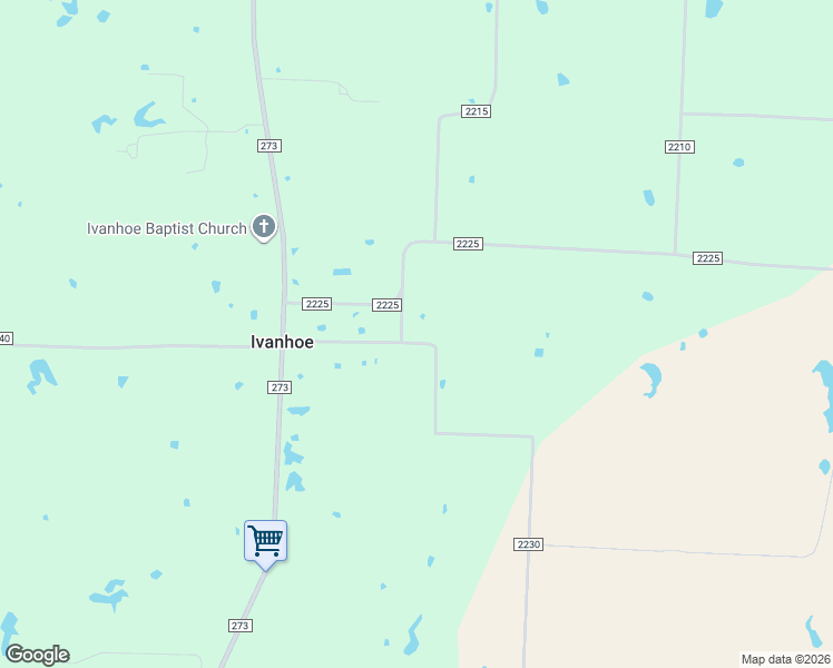 map of restaurants, bars, coffee shops, grocery stores, and more near 236 County Road 2226 in Ivanhoe