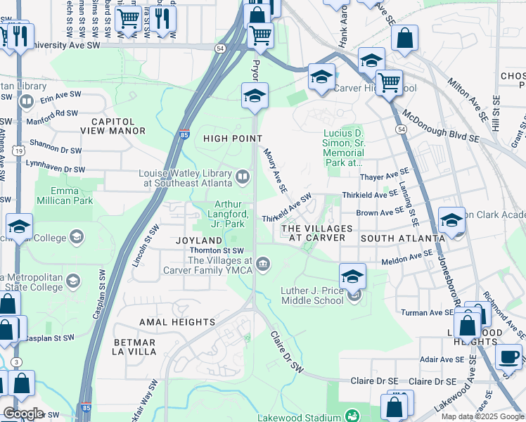 map of restaurants, bars, coffee shops, grocery stores, and more near 217 Thirkield Avenue Southwest in Atlanta