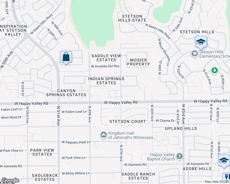 map of restaurants, bars, coffee shops, grocery stores, and more near 4729 West Sweet Iron Pass in Phoenix