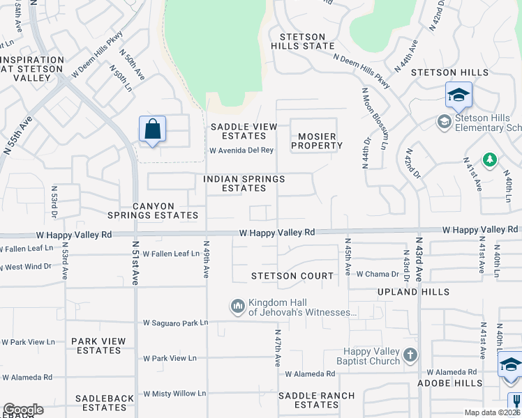 map of restaurants, bars, coffee shops, grocery stores, and more near 4729 West Sweet Iron Pass in Phoenix