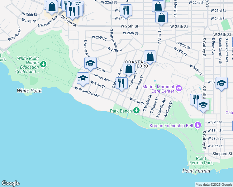map of restaurants, bars, coffee shops, grocery stores, and more near 3703 Barbara Street in Los Angeles