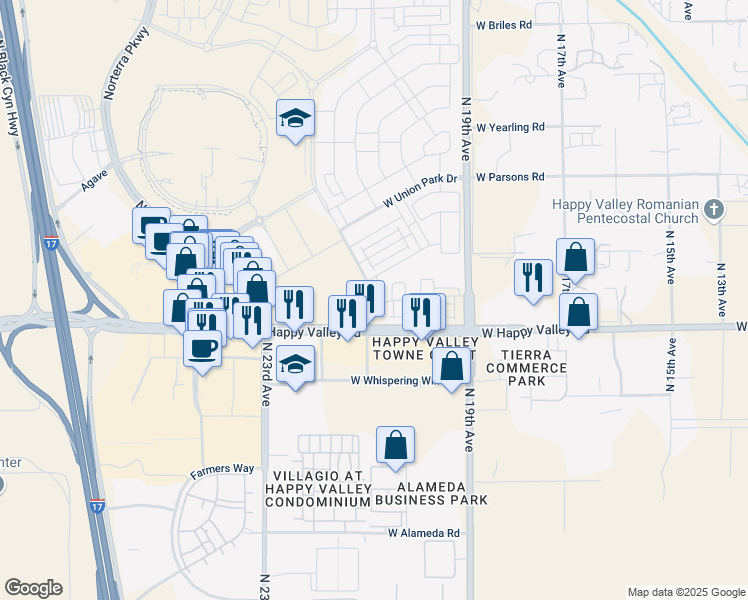 map of restaurants, bars, coffee shops, grocery stores, and more near 2038 West Union Park Drive in Phoenix