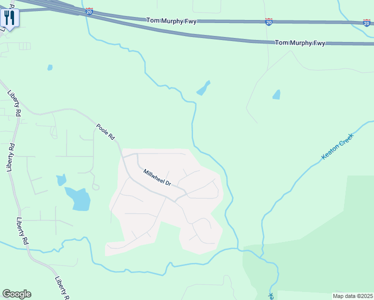 map of restaurants, bars, coffee shops, grocery stores, and more near 185 Whetstone Way in Villa Rica