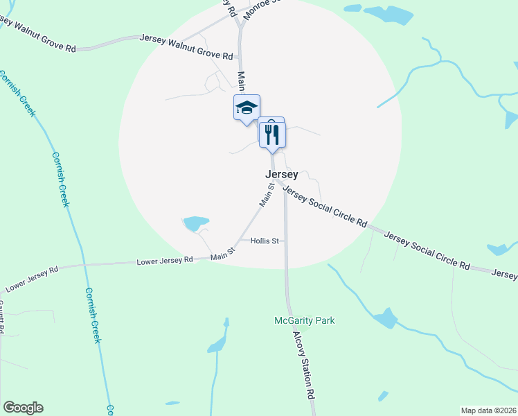 map of restaurants, bars, coffee shops, grocery stores, and more near 198 Lower Jersey Road in Loganville