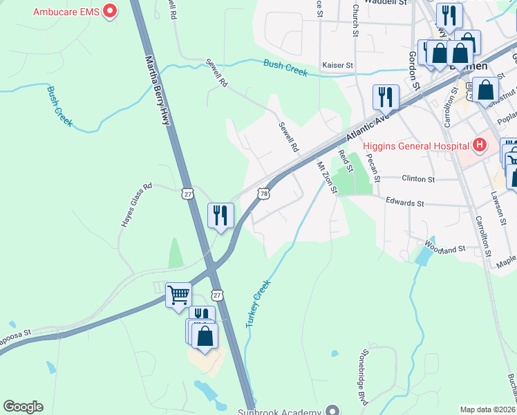 map of restaurants, bars, coffee shops, grocery stores, and more near 626 Atlantic Avenue in Bremen