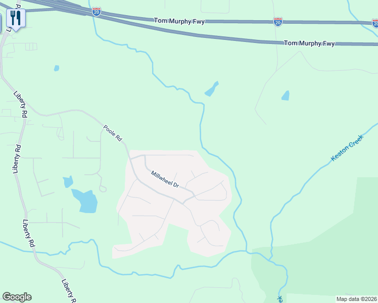 map of restaurants, bars, coffee shops, grocery stores, and more near 177 Whetstone Way in Villa Rica