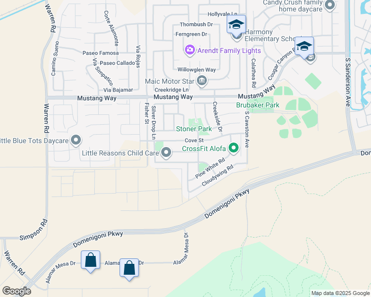 map of restaurants, bars, coffee shops, grocery stores, and more near 4670 Cassiope Court in Hemet