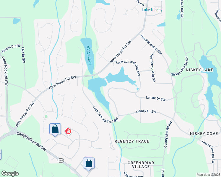 map of restaurants, bars, coffee shops, grocery stores, and more near Loch Lomond Trail Southwest in Atlanta
