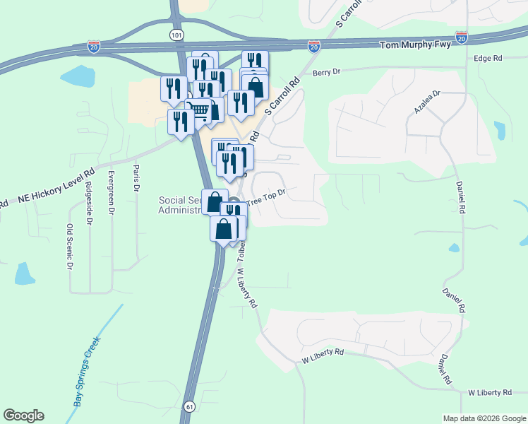map of restaurants, bars, coffee shops, grocery stores, and more near 218 Acorn Hill Court in Villa Rica