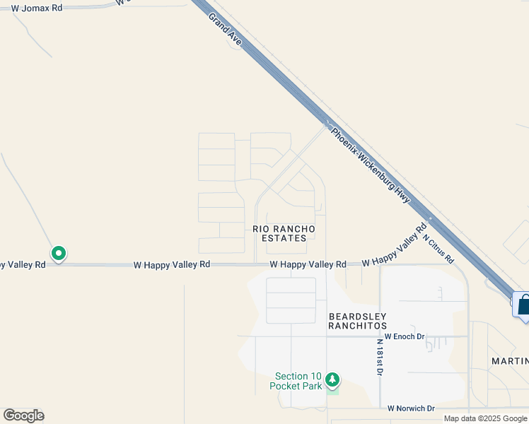 map of restaurants, bars, coffee shops, grocery stores, and more near 18478 West Desert Hollow Drive in Wittmann