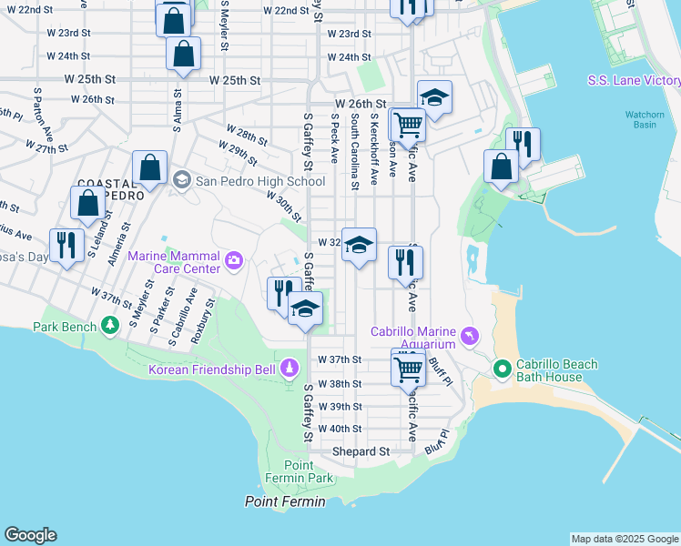 map of restaurants, bars, coffee shops, grocery stores, and more near 3310 South Peck Avenue in Los Angeles