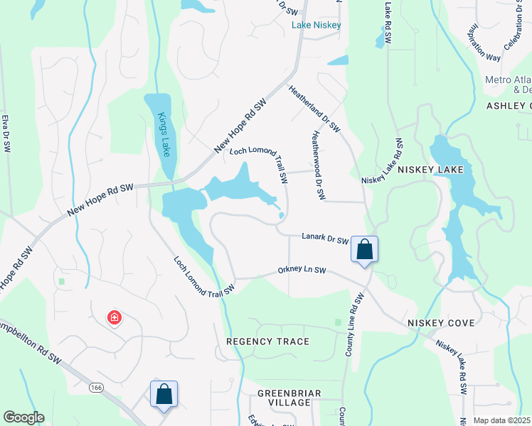 map of restaurants, bars, coffee shops, grocery stores, and more near 1435 Loch Lomond Trail Southwest in Atlanta