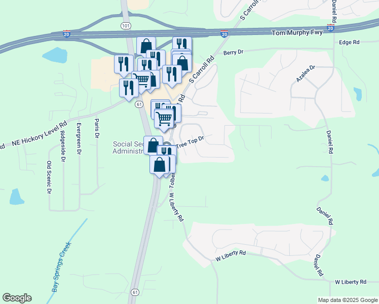 map of restaurants, bars, coffee shops, grocery stores, and more near 218 Acorn Hill Court in Villa Rica
