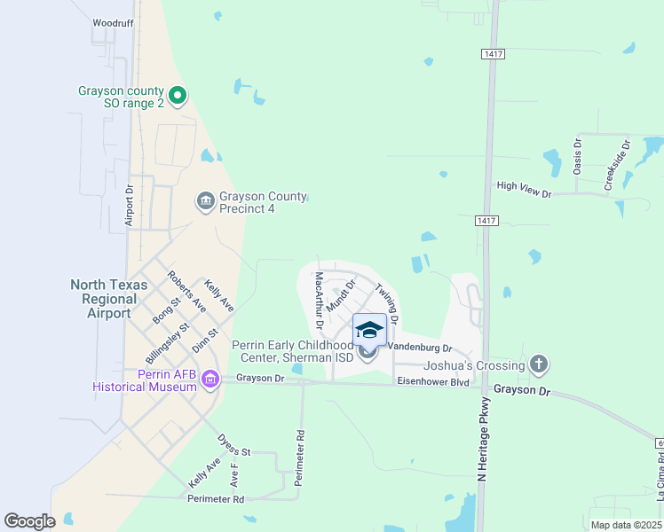 map of restaurants, bars, coffee shops, grocery stores, and more near 43 Twining Drive in Denison