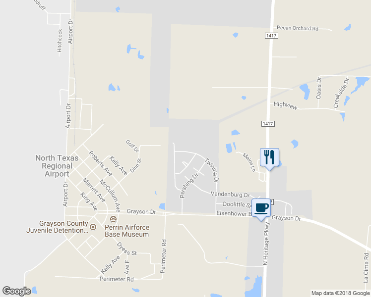 map of restaurants, bars, coffee shops, grocery stores, and more near 43 Twining Drive in Denison