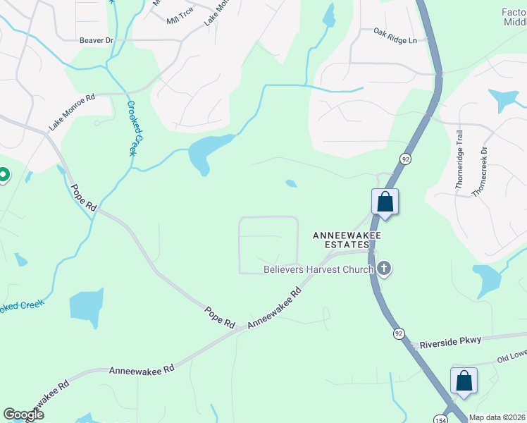 map of restaurants, bars, coffee shops, grocery stores, and more near 3674 Willow Tree Circle in Douglasville