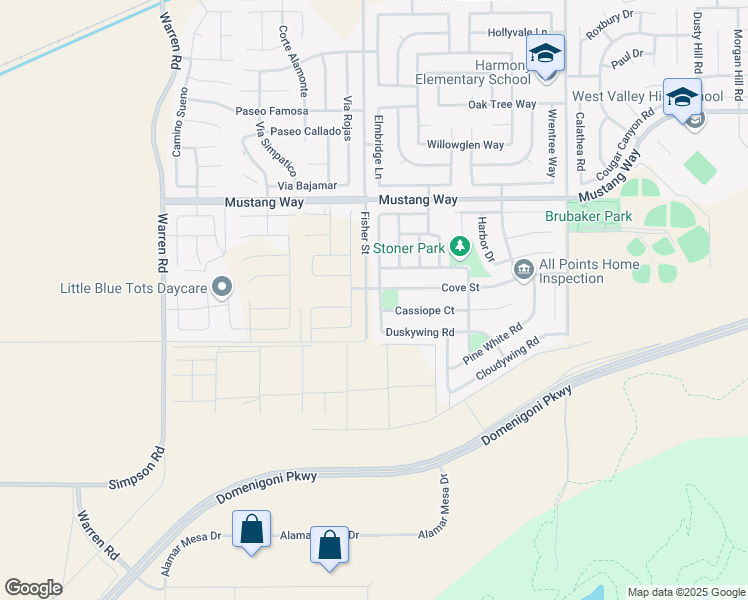 map of restaurants, bars, coffee shops, grocery stores, and more near 2035 Silver Drop Lane in Hemet