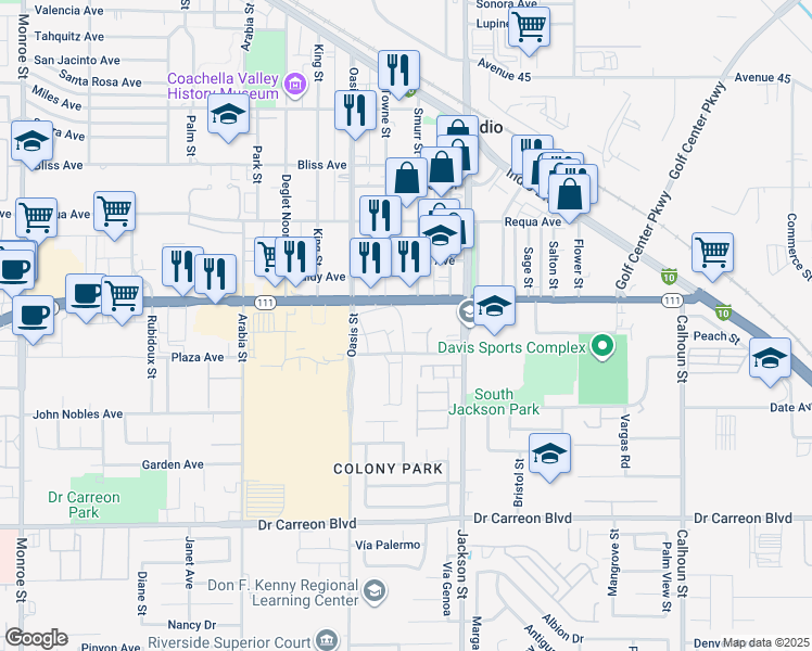 map of restaurants, bars, coffee shops, grocery stores, and more near in Chiriaco Summit