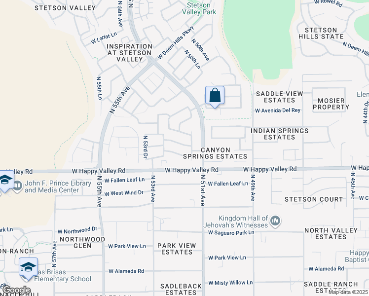 map of restaurants, bars, coffee shops, grocery stores, and more near 5117 West Trotter Trail in Phoenix