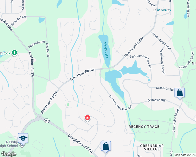 map of restaurants, bars, coffee shops, grocery stores, and more near 1870 Loch Lomond Trail Southwest in Atlanta