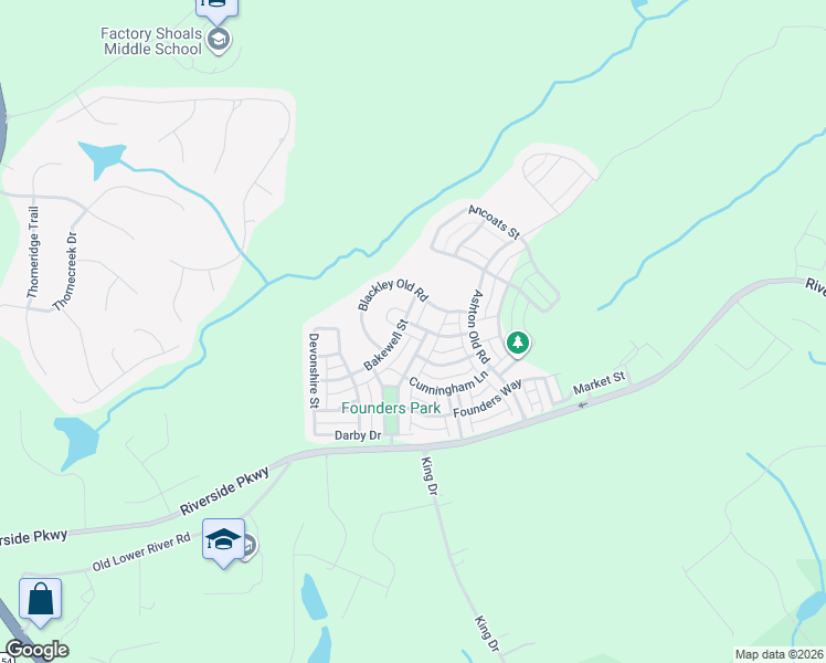 map of restaurants, bars, coffee shops, grocery stores, and more near 3227 Bakewell Street in Douglasville