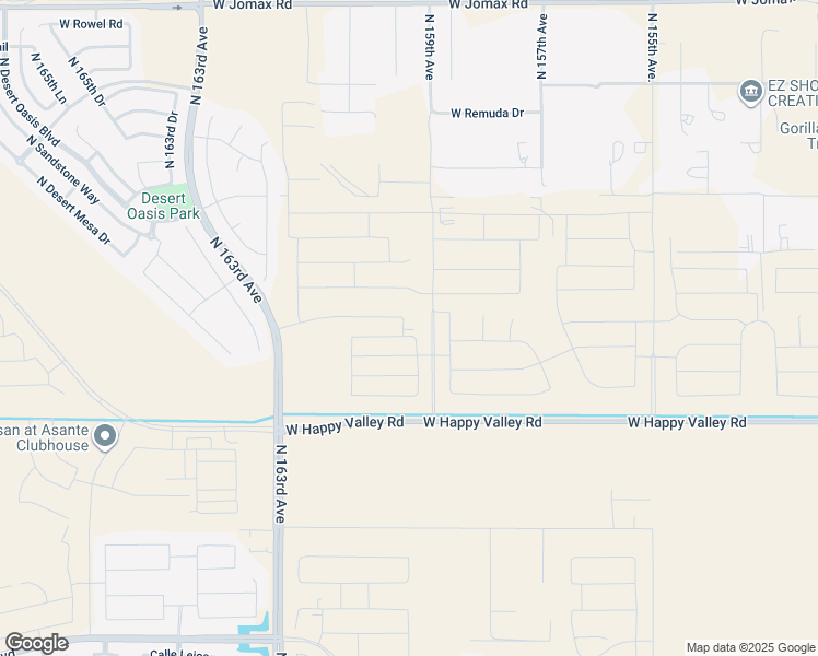 map of restaurants, bars, coffee shops, grocery stores, and more near 25757-26113 163rd Avenue in Surprise