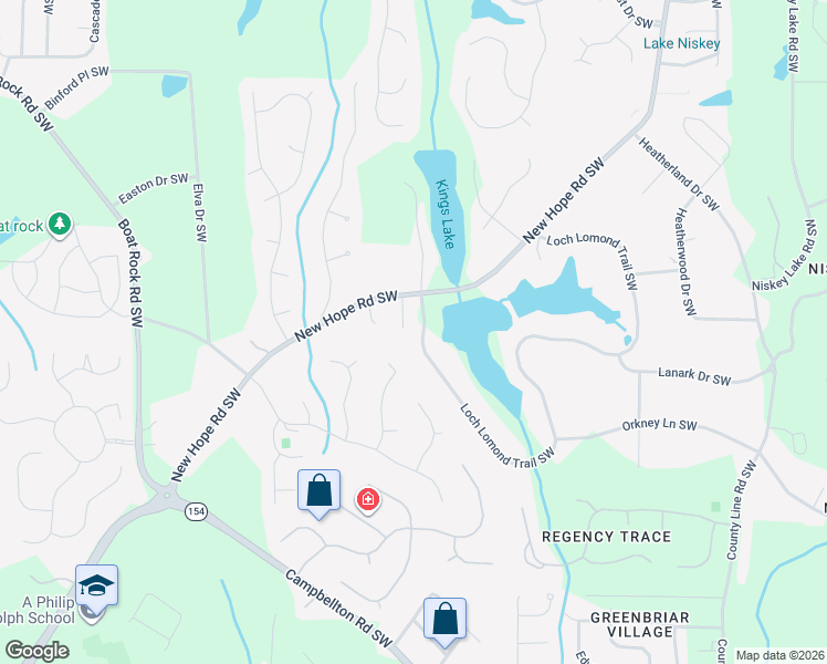map of restaurants, bars, coffee shops, grocery stores, and more near 1870 Loch Lomond Trail Southwest in Atlanta