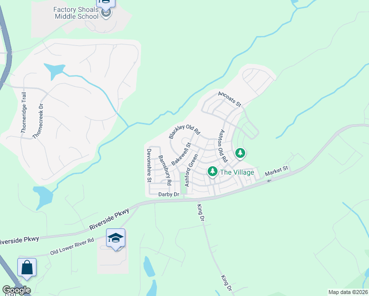 map of restaurants, bars, coffee shops, grocery stores, and more near 3227 Bakewell Street in Douglasville