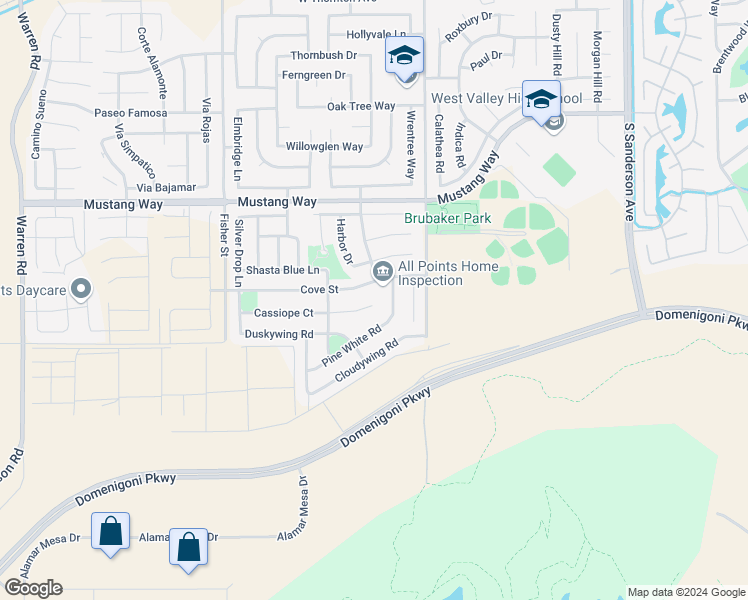 map of restaurants, bars, coffee shops, grocery stores, and more near 4320 Cassiope Court in Hemet