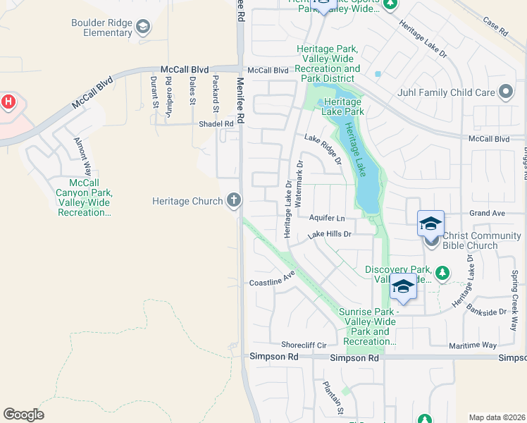 map of restaurants, bars, coffee shops, grocery stores, and more near 29108 Lighthouse Court in Menifee