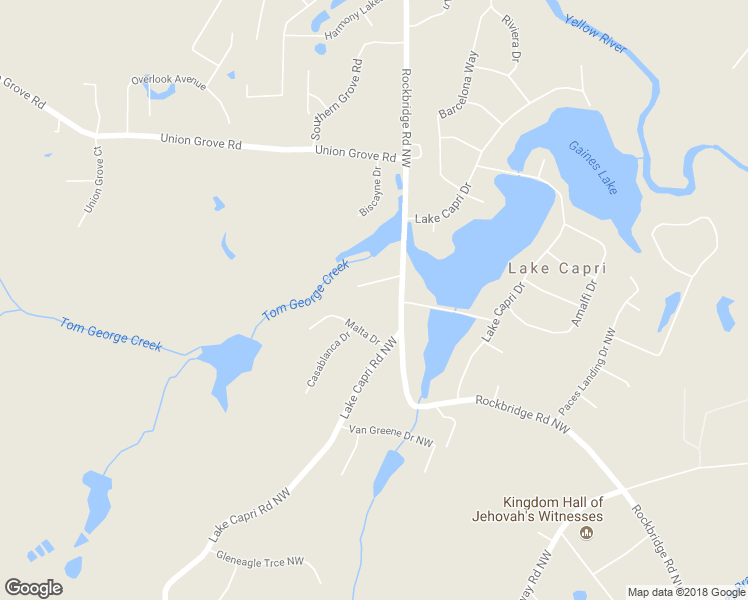 map of restaurants, bars, coffee shops, grocery stores, and more near 2242 Capri Cove in Conyers