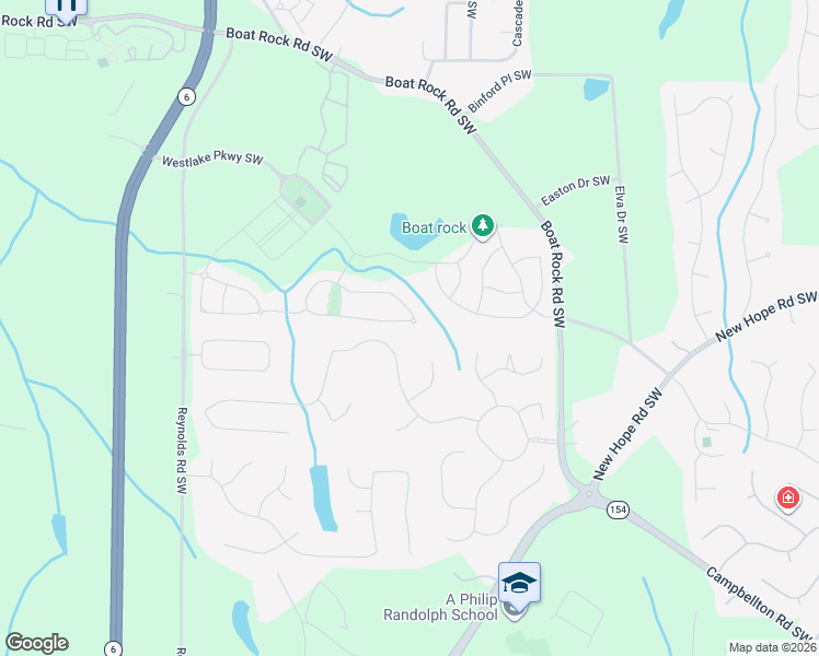 map of restaurants, bars, coffee shops, grocery stores, and more near 5436 Stone Cove Drive Southwest in Atlanta