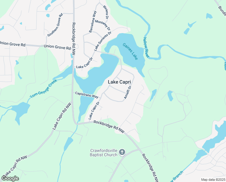 map of restaurants, bars, coffee shops, grocery stores, and more near 1996 Gibralter Way in Conyers
