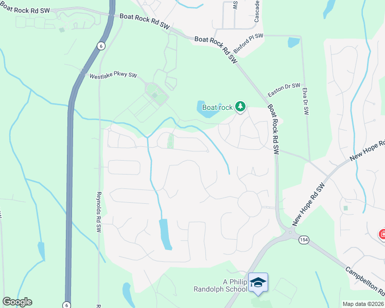 map of restaurants, bars, coffee shops, grocery stores, and more near 5452 Stone Cove Drive Southwest in Atlanta