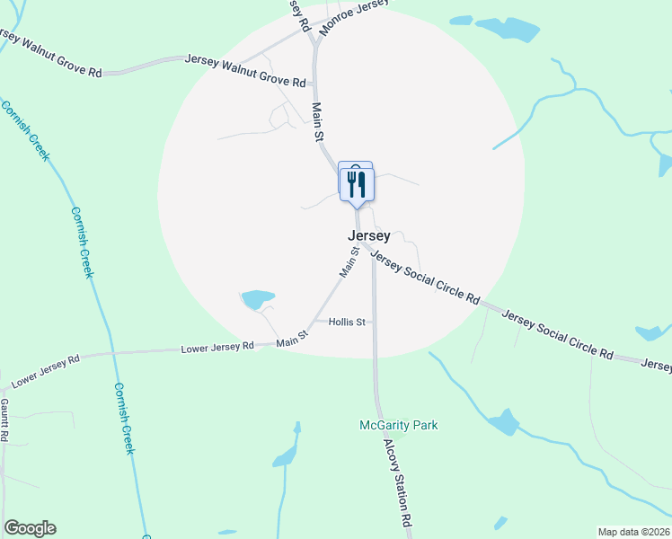 map of restaurants, bars, coffee shops, grocery stores, and more near 118 Lower Jersey Road in Covington