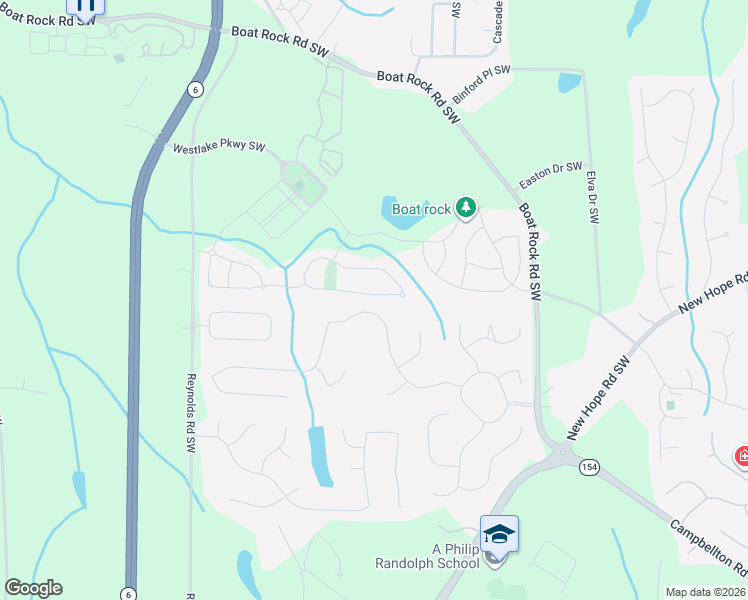 map of restaurants, bars, coffee shops, grocery stores, and more near 5452 Stone Cove Drive Southwest in Atlanta
