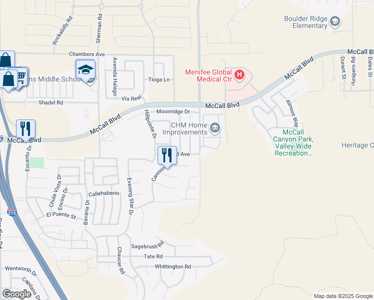 map of restaurants, bars, coffee shops, grocery stores, and more near 27971 Red Dawn Drive in Menifee