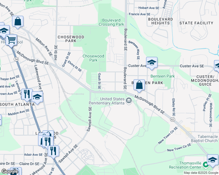 map of restaurants, bars, coffee shops, grocery stores, and more near 484 Hammons Way Southeast in Atlanta